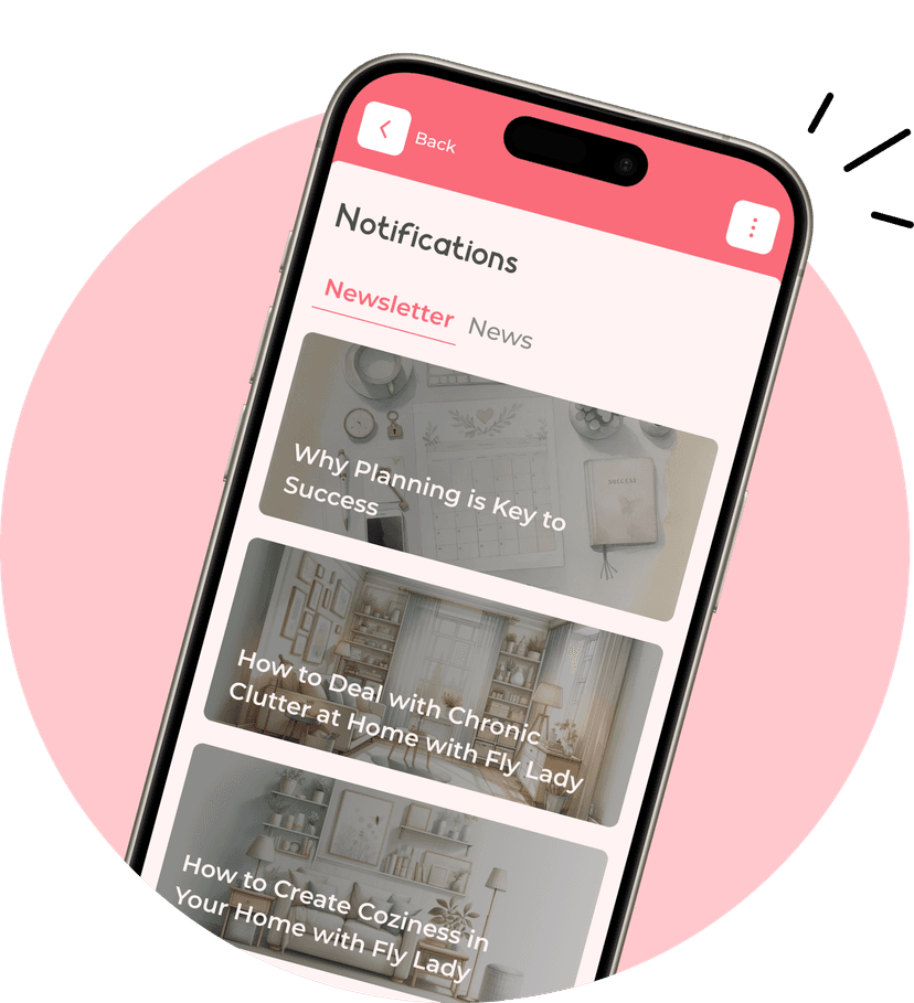LadyFly app interface showing timer and zone organization features